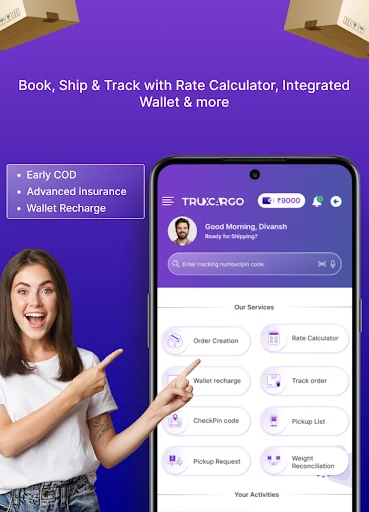 Truxcargo ڈاؤن لوڈ کریں – بھارت میں بہترین کوریئر اور لاجسٹک ایپ - Screenshot 1
