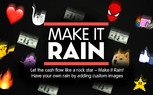 Make it Rain کروم ایکسٹینشن ڈاؤن لوڈ کریں – اپنی سکرین پر بارش کریں - Screenshot 1