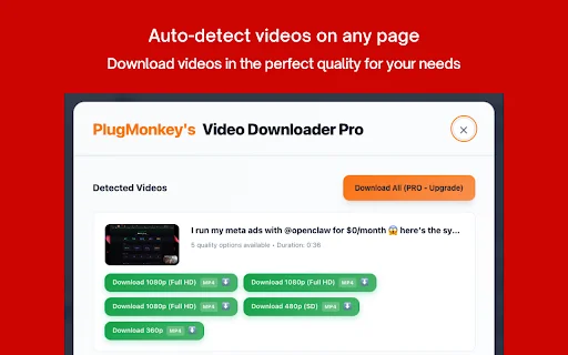 Video Downloader Pro ڈاؤن لوڈ کریں – کسی بھی ویب سائٹ سے ویڈیوز محفوظ کریں - Screenshot 1