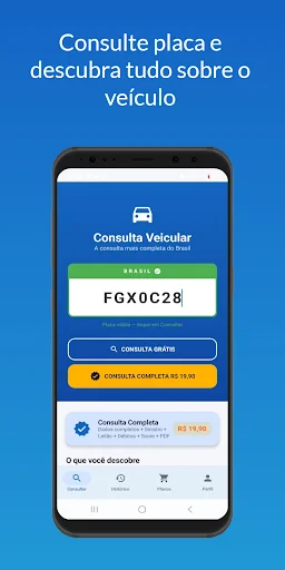 Consulta Veicular ایپ ڈاؤن لوڈ کریں – کار کی ہسٹری اور جرمانے چیک کریں - Screenshot 1