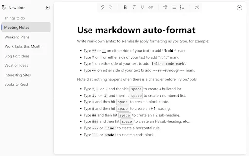 Notebook: Quick and Simple Notes ڈاؤن لوڈ کریں – بہترین نوٹ ٹیکنگ ایکسٹینشن - Screenshot 3
