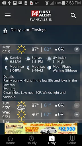 14FirstAlert Weather TriState ڈاؤن لوڈ کریں – درست موسم کی پیش گوئی - Screenshot 3