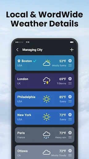 Local Weather: Live Forecast ڈاؤن لوڈ کریں – درست موسم کی پیش گوئی - Screenshot 6